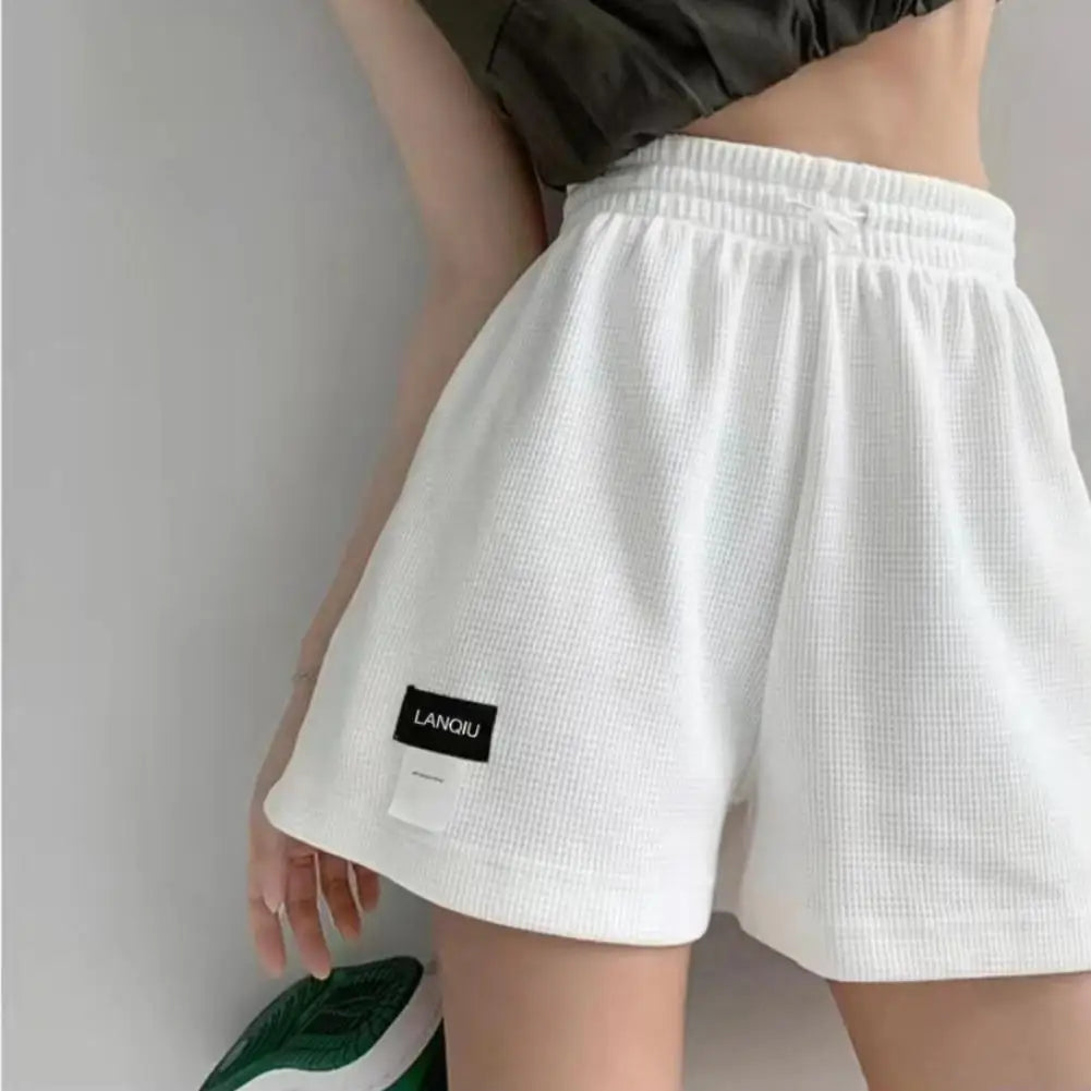 Summer Women's Shorts Loose Hot Pants High Waist Elastic Casual Solid Color Pants With Drawstring Pockets Women's Pants ﻿