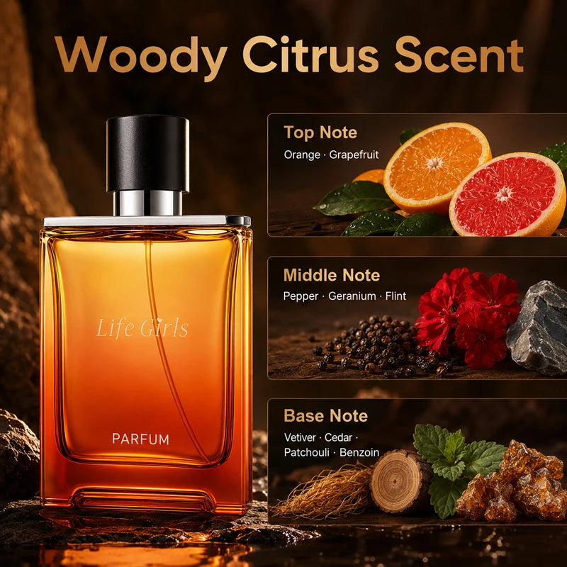 Men's Woody Citrus Perfume Set, Spray Cologne + Solid Perfume Balm, Long Lasting Royal Ebony Travel Fragrance Gift