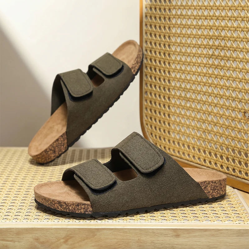 Men's one strap slip on casual slippers summer new breathable lightweight anti-slip comfort beach shoes outdoor walking slippers