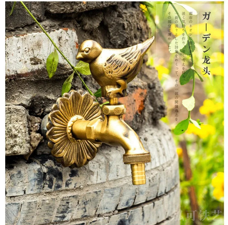 Bathroom Garden Faucet Antique Brass Kindergarden Wall Mount Animal Cold Water Faucet Basin Faucet