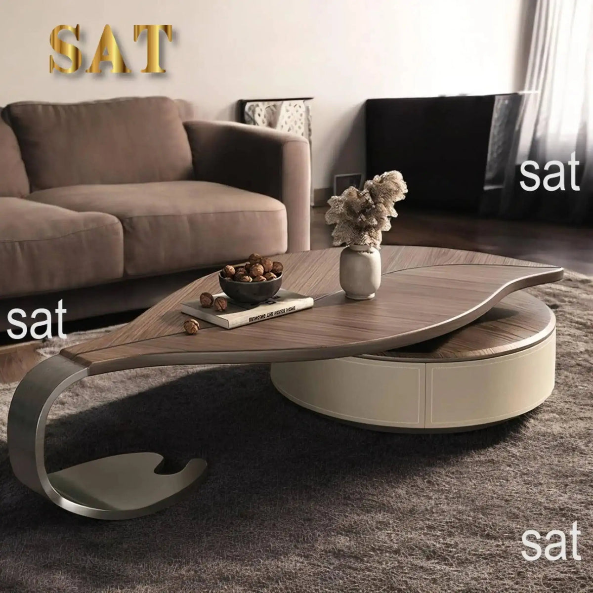 @Living Room Furniture Set Wooden Modern Nesting China Small Oval Shape Side Tea Table Design Leaf Shaped Coffee Table