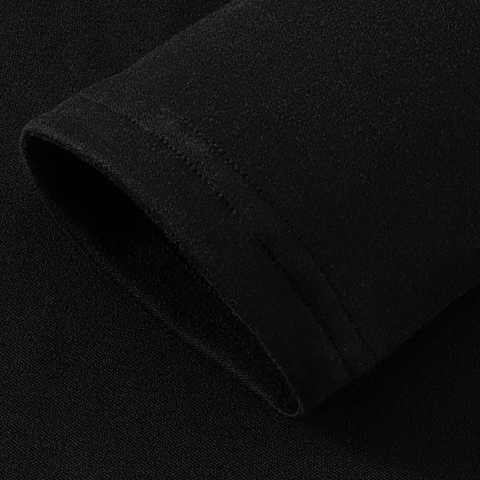 2-piece Men's Autumn/Winter Black Fashionable Versatile Warm Base Set Youth Round Neck Long Sleeved T-shirt Elastic Waisted Pant