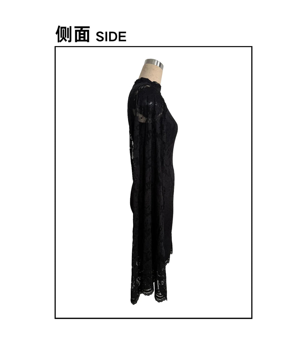 Fairyshely Lace Slit Long Sleeve Dress Ladies 2026 Sexy Black Bodycon Short Dress Women Elegant Party Tight Dresses Clubwear