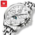 OLEVS 7070 Automatic Men's Watches Luxury Multi functional  Perpetual Calendar Moon Phase Luminous Mechanical Wristwatch For Man