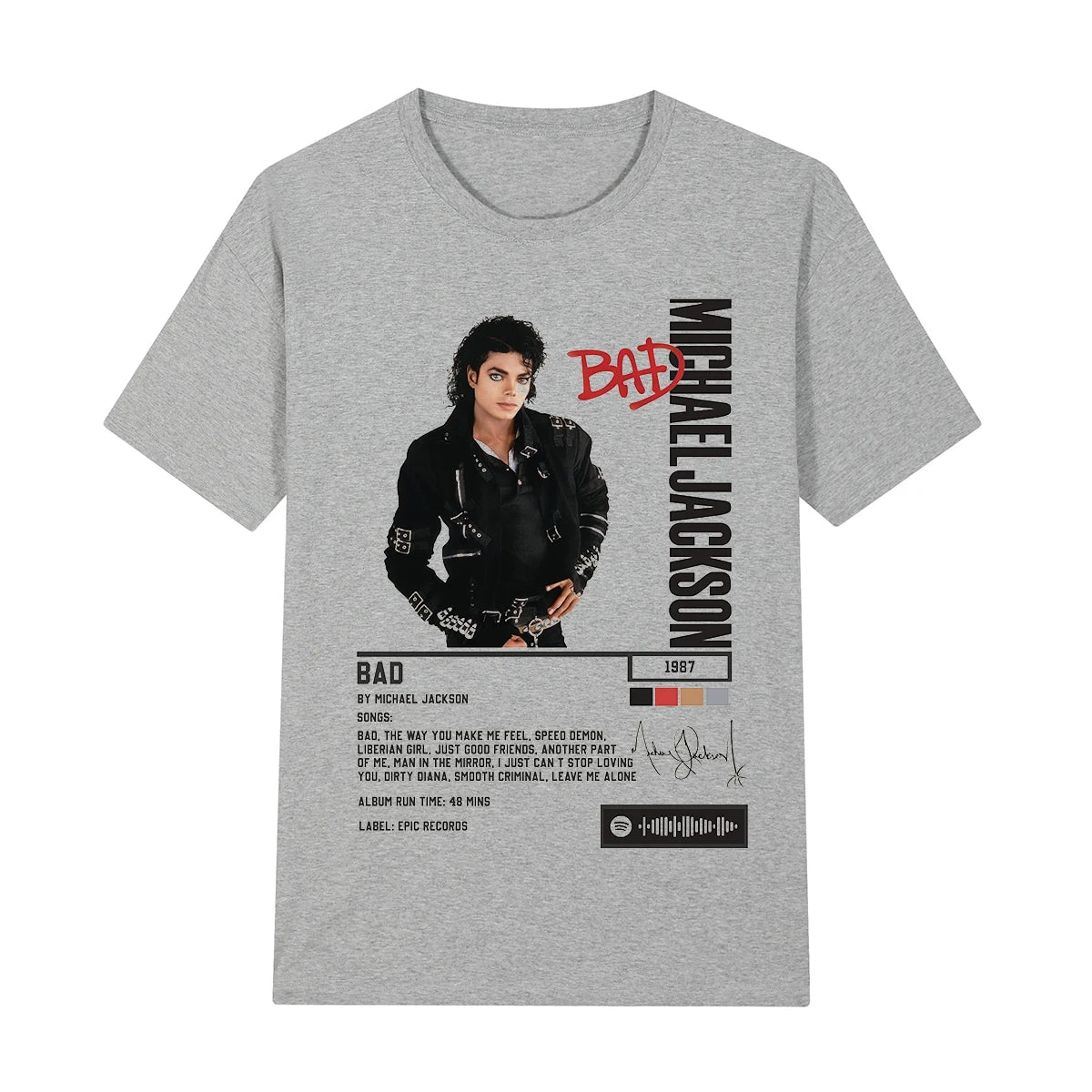 Singer Michael Jackson Bad Album Vintage T-shirt King Of Pop Streetwear Casual Cotton Men T shirt New Tee Tshirt Womens Tops