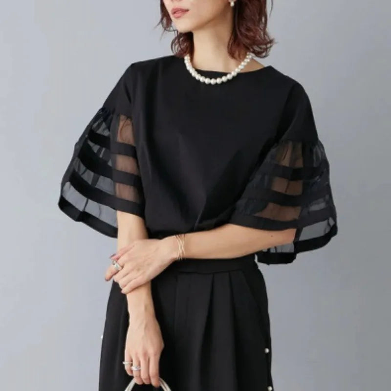 Flare Sleeve Shirts & Blouses Fashion Loose 2026 Woman Blusas New Arrivals Camisas Japan Korean Ropa Mujer Summer Tops