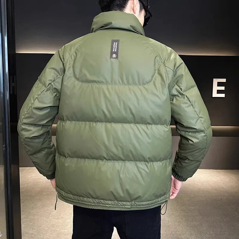 Autumn Winter Fashion Lightweight Down Jacket Men Trendy Short Stand Collar Thickened Warm Cold-Proof White Duck Down Jacket