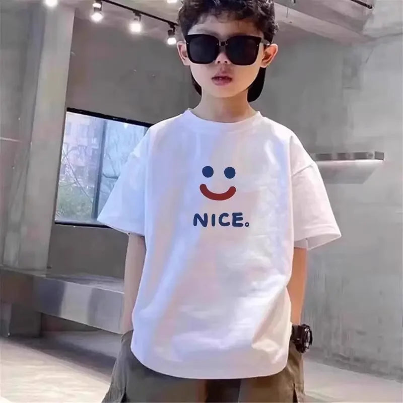 Nickelodeon Spring and Summer 100% Cotton Short-Sleeved T-Shirt - Cute Cartoon Print - Versatile Top for Boys and Girls