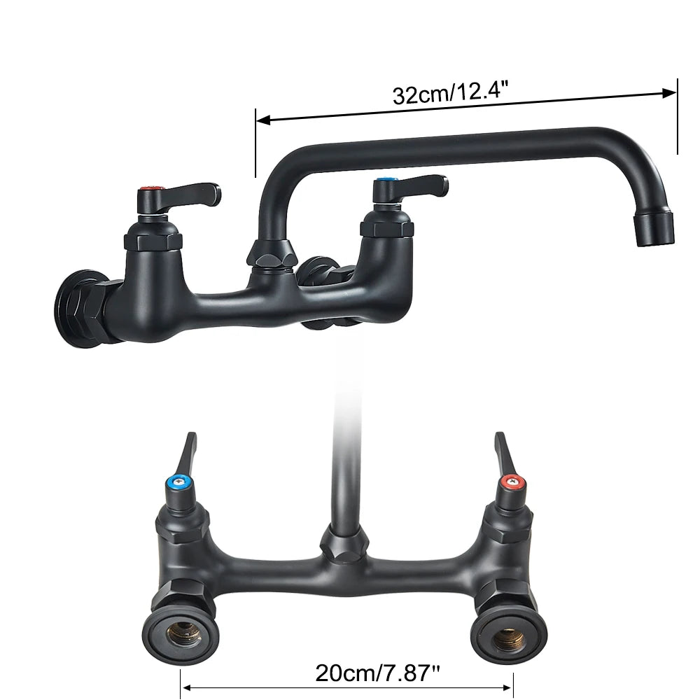 Antique Brass Basin Faucet Wall Mounted Bathroom Mixer Tap Hot Cold Sink Faucet 360 Rotation Spout Chrome Kitchen Mixer Taps
