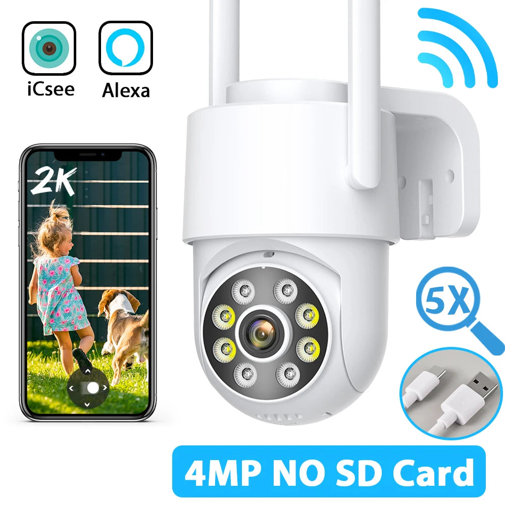 Dual Screen WiFi Security Camera 4K 8MP Dual Lens Surveillance Camera Human Detection Night Vision 5X Zoom Home Outdoor Security
