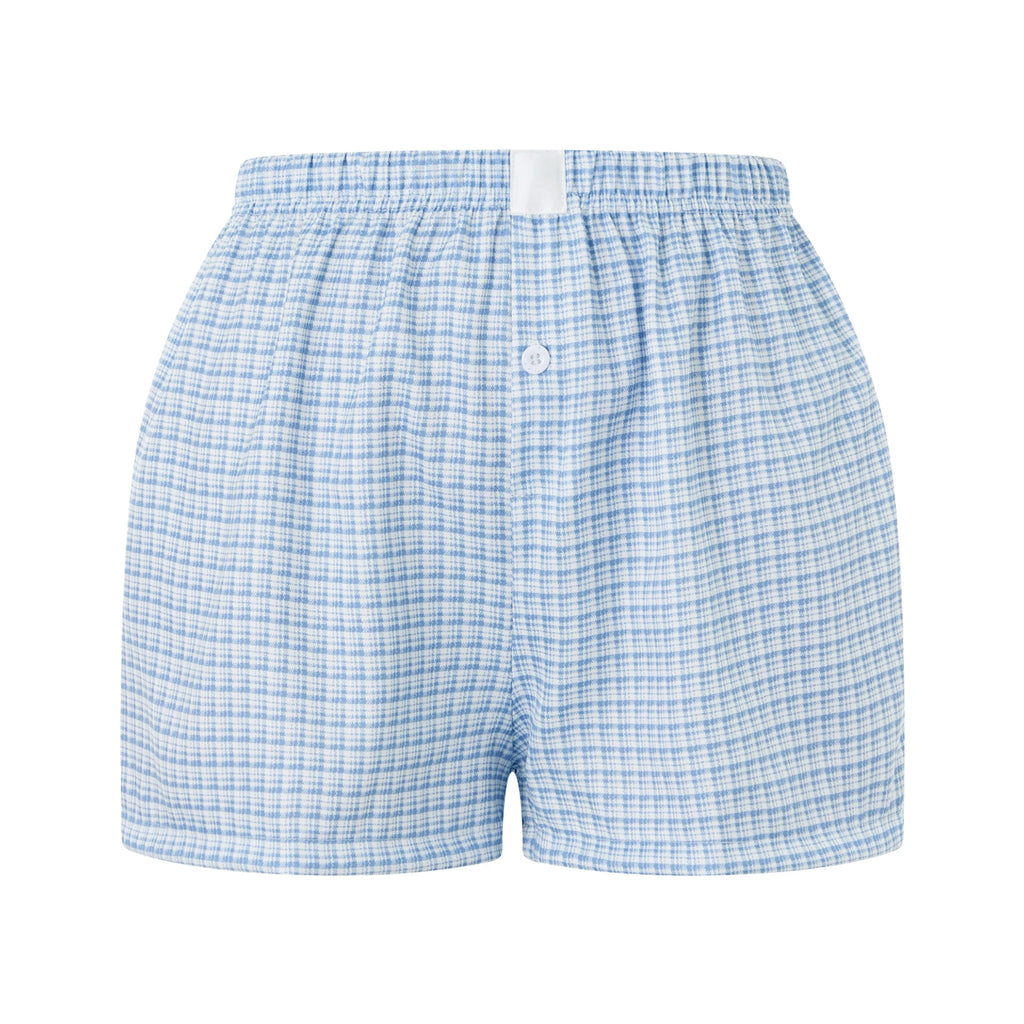 Boxers for Women Y2K Aesthetic Elastic Waist Striped Plaid Print Pajama Shorts Teen Girls Summer Cute Lounge Bottoms Sleepwear