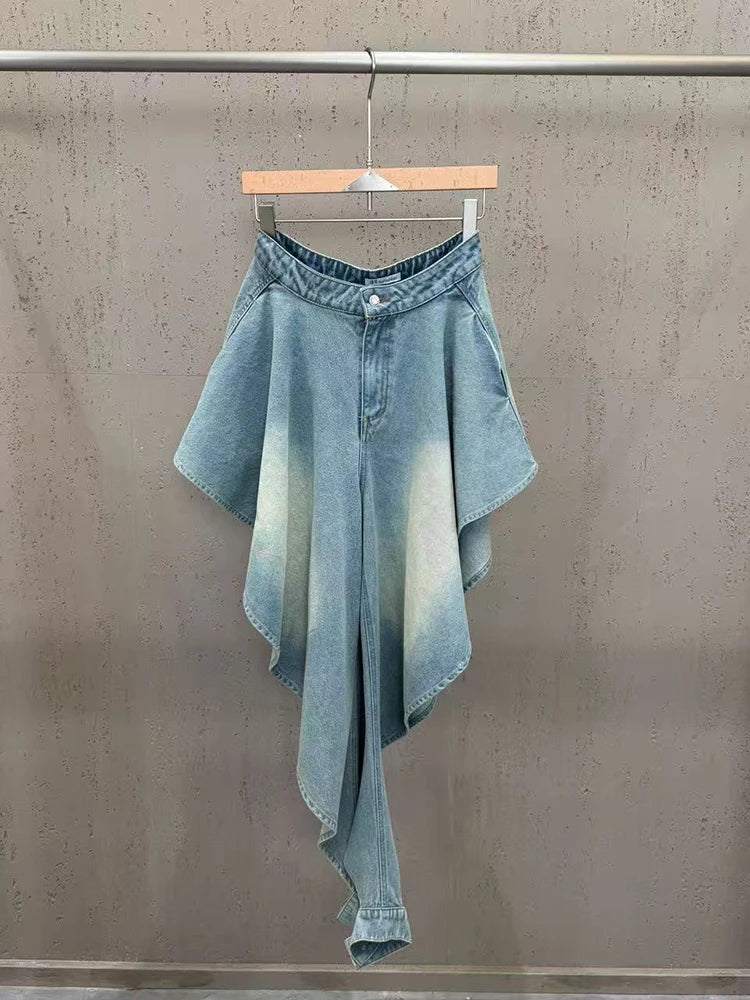 Women Jeans Two Piece Set Sexy Sleeveless Lace-up Top + Panelled Denim Jeans Suits Evening Cocktail Sets
