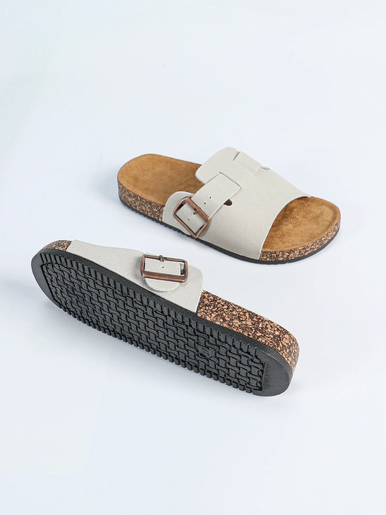 Four-Season Open-Toe Sandals for Outdoor Wear, New Spring and Autumn Women's Sandals, Simple, Casual, Fashionable, Versatile, Comfortable Vacation Birkenstock-Style Flat Sandals in Black, Beige, Light Gray, and Brown, Summer