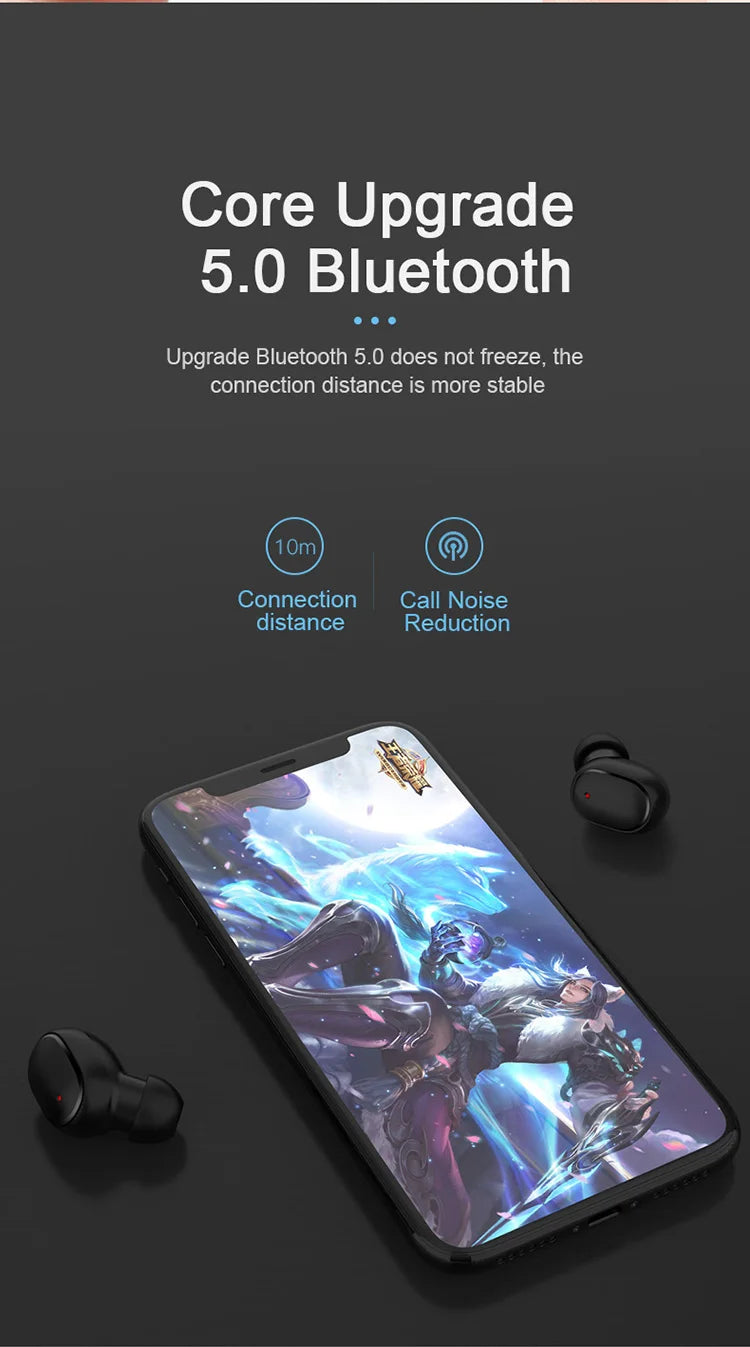A6S TWS Wireless Bluetooth 5.1 Earbuds LED Digital Display Touch Control Earphone Mic Waterproof Sport Headset For Xiaomi Huawei