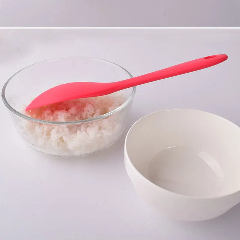 1Pcs Silicone Spoon Non-stick Cooking Spoon Anti-scalding Pot Rice High-temperature-resistant Spoon Durable Kitchen Gadgets