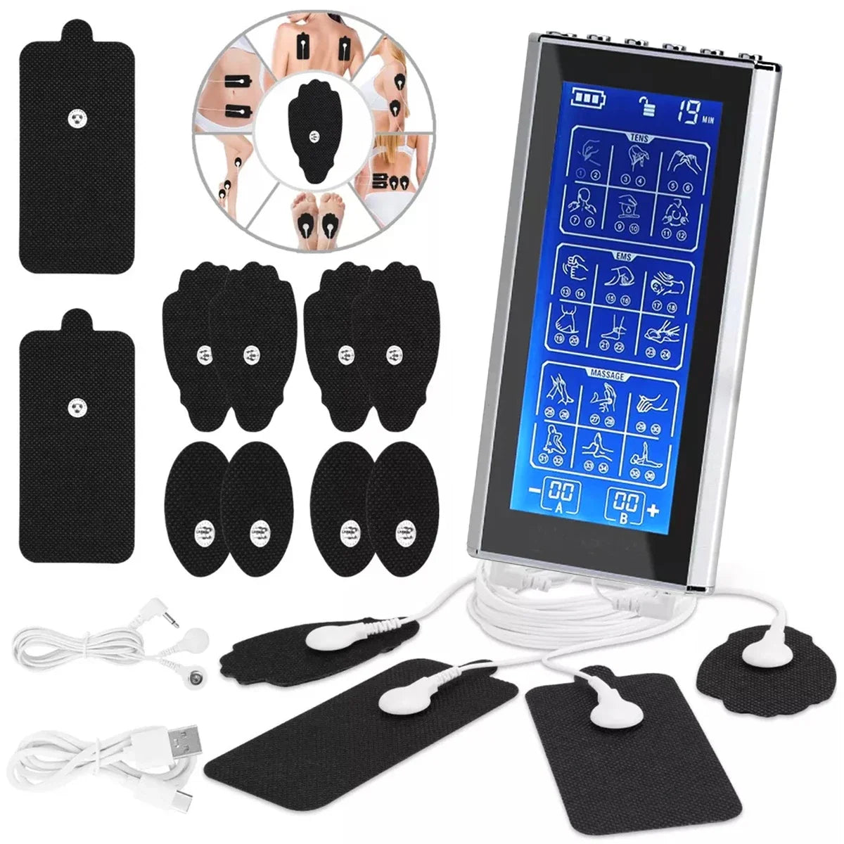 Professional Electric Body Massager 36 Modes Tens Unit EMS Muscle Electrostimulator Neck Back Foot Hand Leg Relax Pain Relief