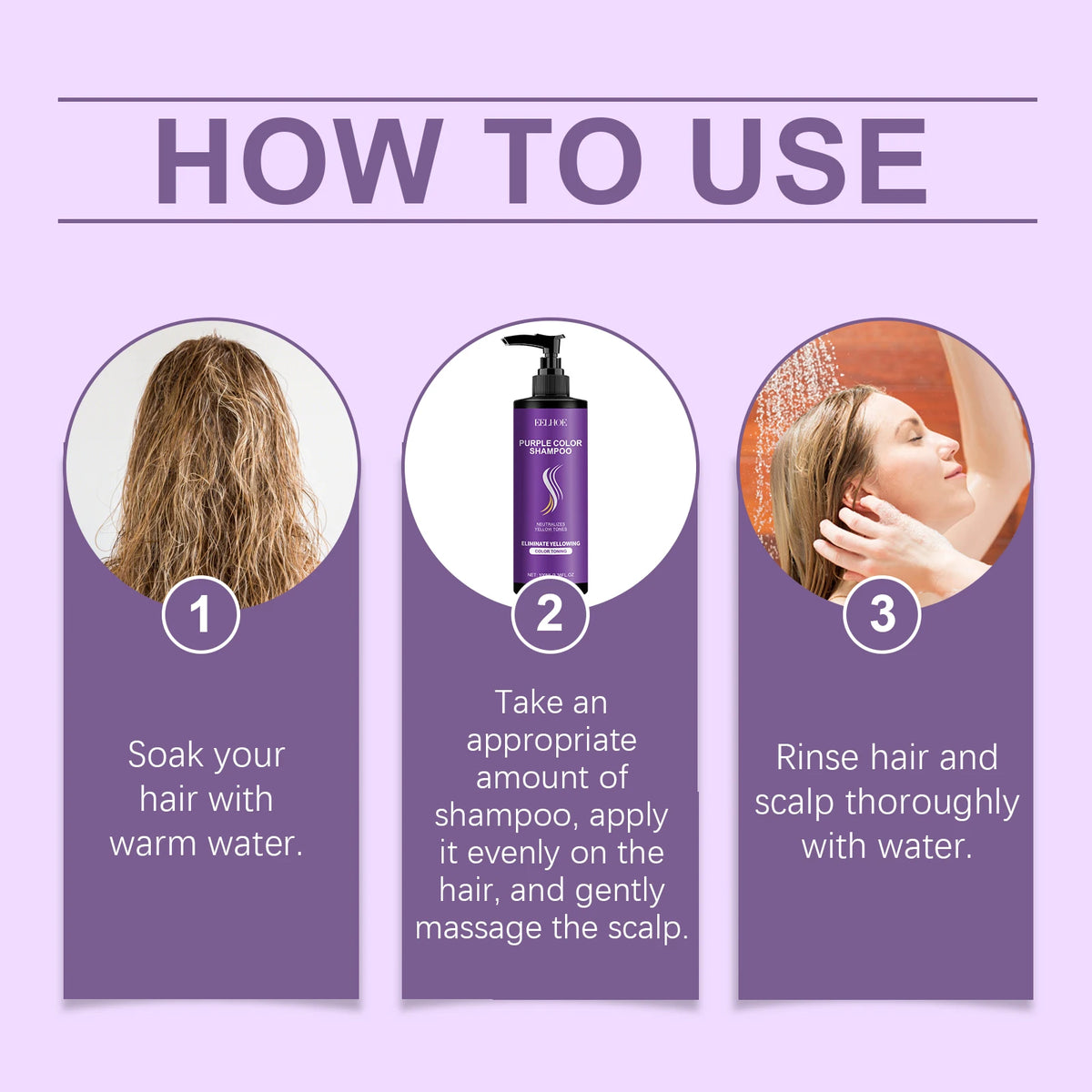 EELHOE Purple Toning Shampoo Color Care Nourishing Moisturizing Brass Neutralizer For Blonde Silver Hair Daily