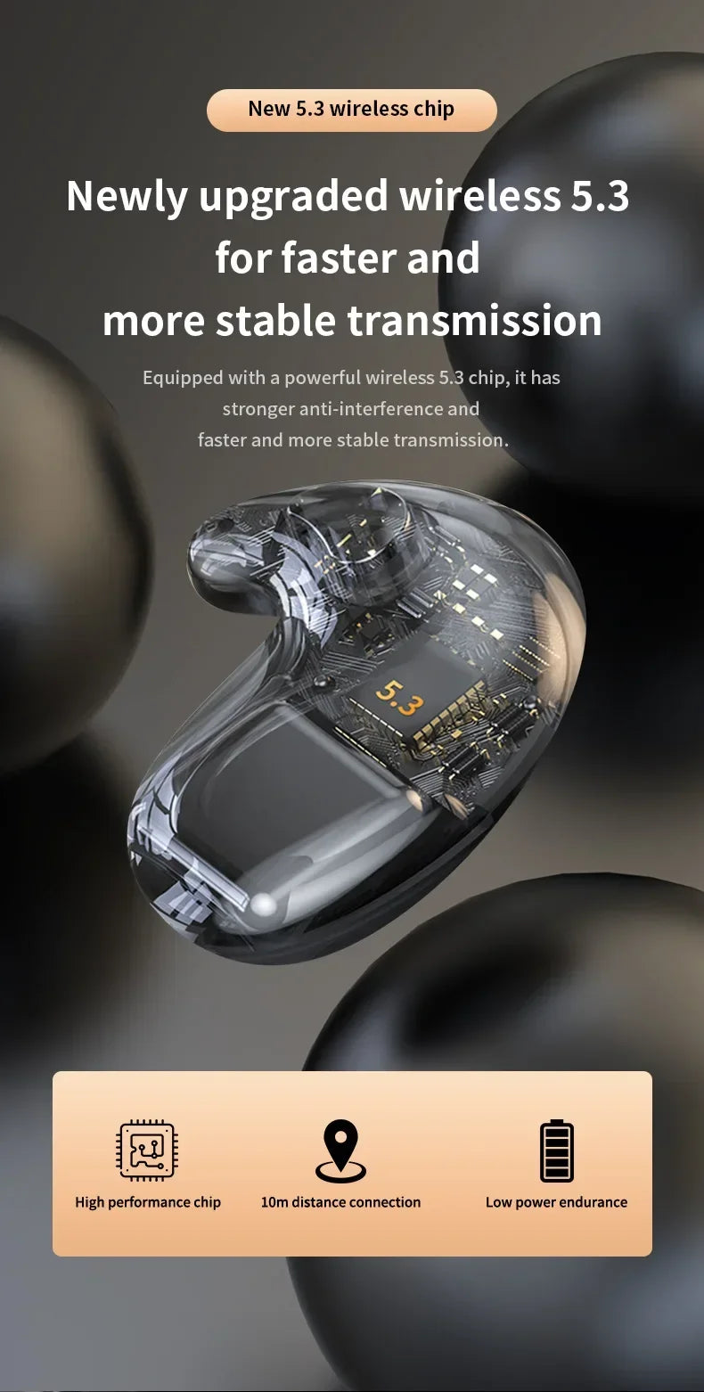 Bluetooth 5.3 Earphones Mini Noise cancelling Sports Running Earphones Life Waterproof Gaming Music In Ear Earphones