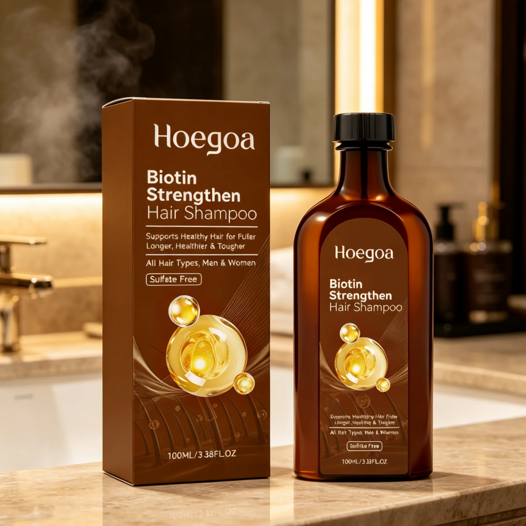 Hoegoa Thickening Hair Shampoo Gentle Cleansing Deep Moisturizing Scalp Refreshing Lightweight Hair Strengthening Shampoo 100ml