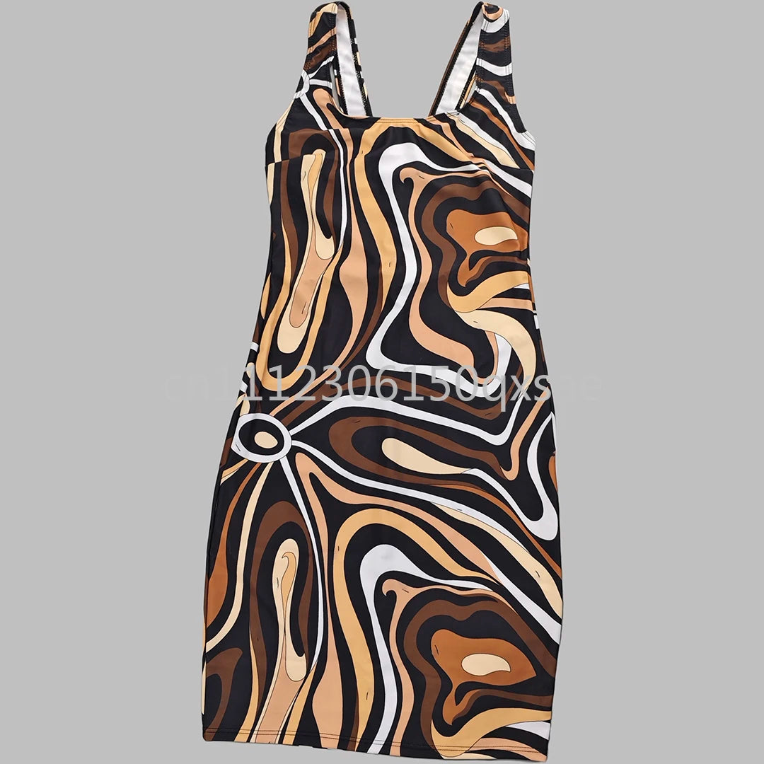 2026 Fashion Design Women's Brown Dresses with Letter Signature Logo Classic Brand Lady Skirts Beachwear Swimwear
