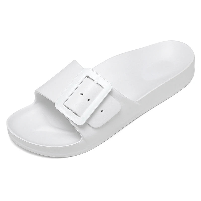 Adjustable Buckle Women's Sandals, Non-Slip, Lightweight, Flat-Soled Slip-On Sandals for Outdoor Wear, Beach Sandals, Bathroom S