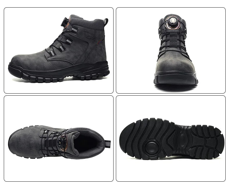 Size 47 48 Winter Work Safety Boots Men Steel Toe Work Shoes Rotating Button Waterproof Protective Men Safety Shoes Footwear