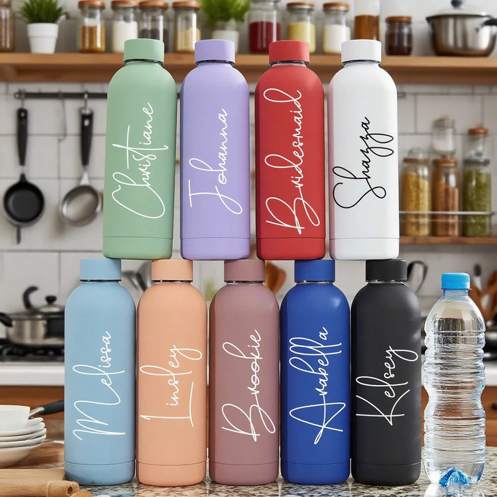 Customizable Text LOGO Insulated Water Bottle Portable with Screw Lid Unisex Groomsmen Wedding Gift Cup Termos Travel Drinkware