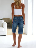 【HME】Jeans | Utility Meets Style in These High-Waisted Cargo Denim Pants for Women — Featuring Roll-Up Hems, Multiple Pockets, and a Flattering Cropped Fit Perfect for Casual Outings and Travel.
