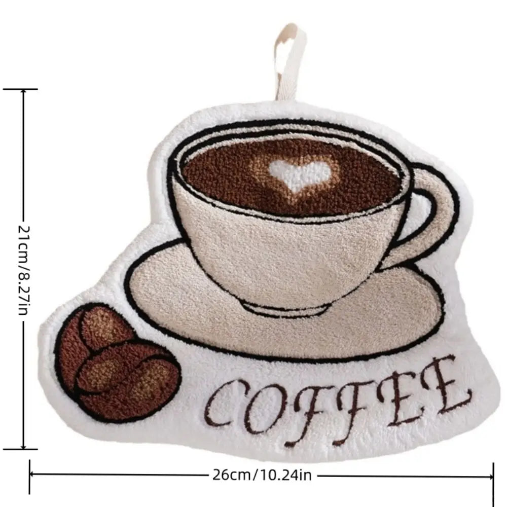 New Coffee Print Hand Towel Kitchen Bathroom Kids Bathing Small Towels Soft Absorbent Tableware Cleaning Hanging Towel