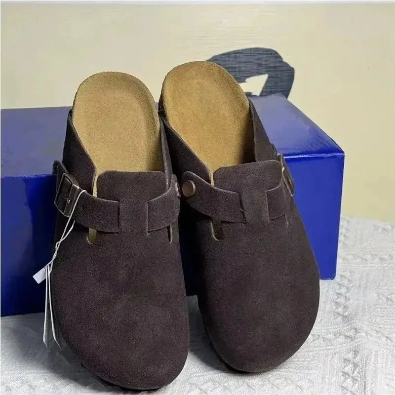 New Womens Clogs Boston Slides Mens Slippers Sandals Sliders Suede Leather Flips High Quality Spring Summer