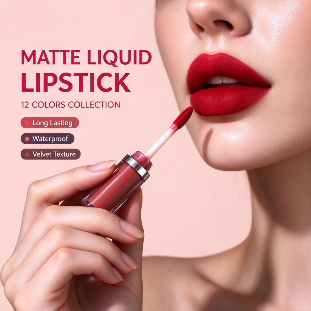 3PCS/Sets Velvet Matte Lip Gloss Lasting Waterproof Nude Sexy Red Liquid Lipstick Moisturizing Lip Stain Tint Cosmetic For Women