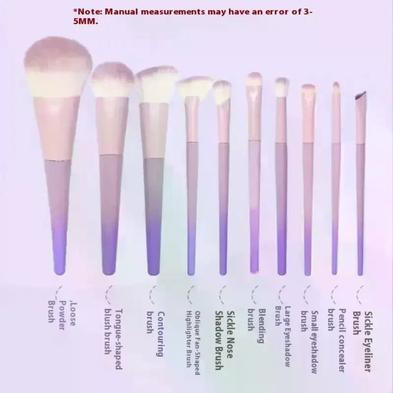 10 Pcs Purple Makeup Brush Set, Loose Powder Brush, Eye Shadow Brush, Full Set Of Beauty Tools Concealer Brush