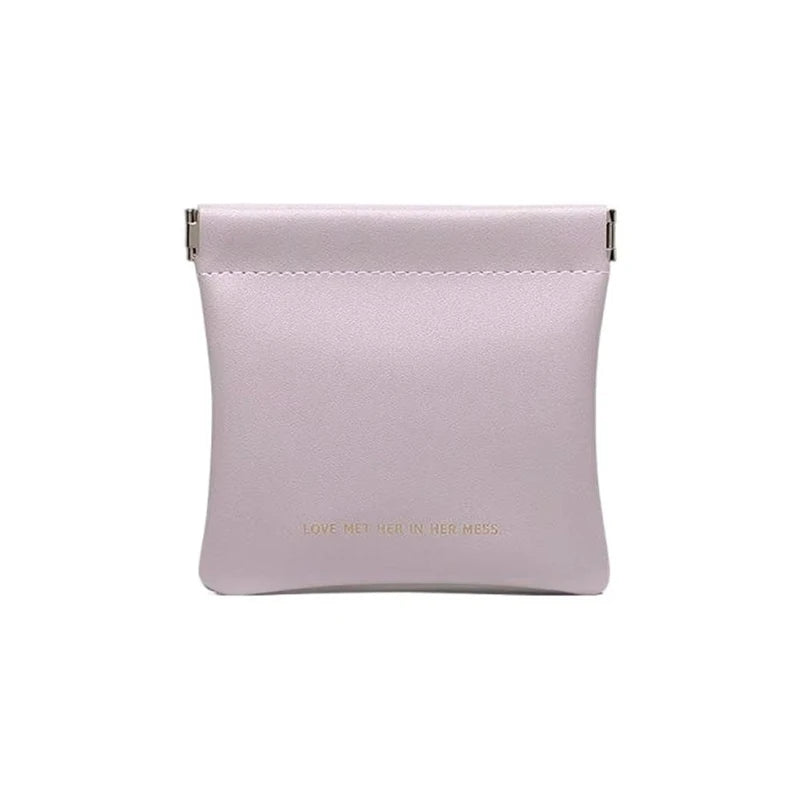 Automatic Closed Purse Bag Mini PU Separate Earphone Charging Cable Storage Bag Portable Zero Wallet Coin Lipstick Storage Bag
