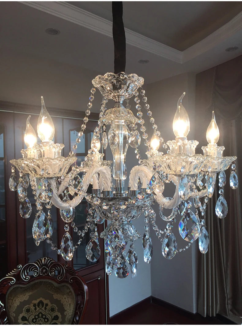 Luxury Living Room Decorate LED Ceiling Pendant Lights Indoor Hanging Lights Fixture Home Crystal Chandeliers Villa Lighting