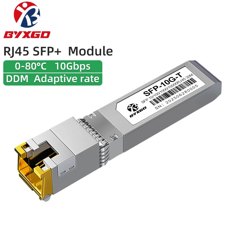 RJ45 SFP Module Adaptive Rate, For Cisco/Mikrotik/Juniper/Ubiquiti/Switch, Hot-Swappable of 1G/10GBASE-T Copper RJ45 SFP+ Module
