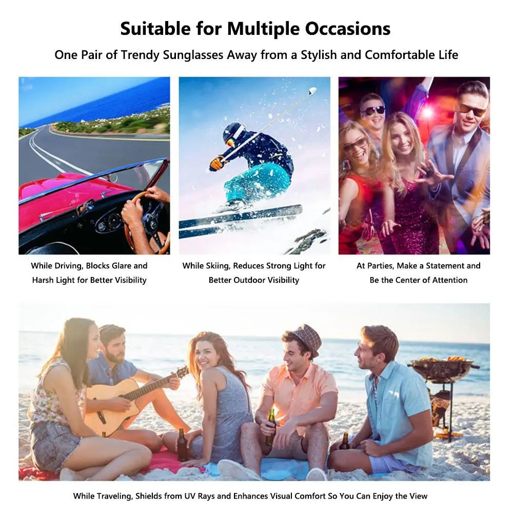 1 Pcs Trendy Metal Double Bridge Fishing Sunglasses Colored UV400 Ocean Lens Shades Square Metal Sunglasses for Men & Women
