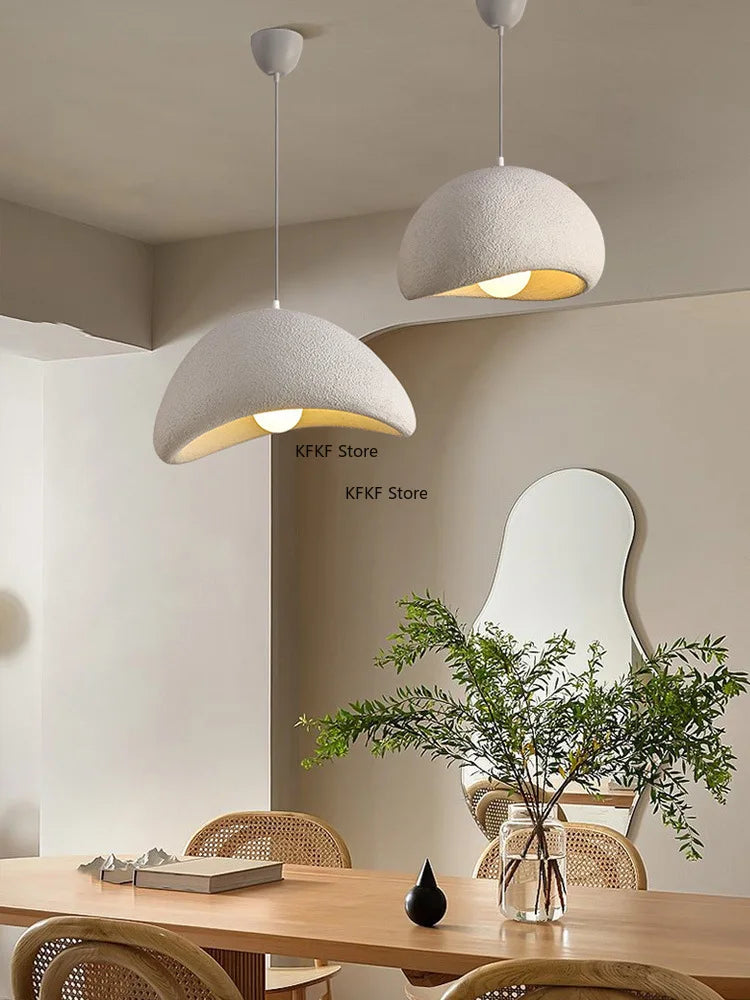 Nordic Wabi Sabi LED Pendant Light E27 Simple Chandelier Cord Suspend Lamp for Dining Room Restaurant Luminarias Fixtures