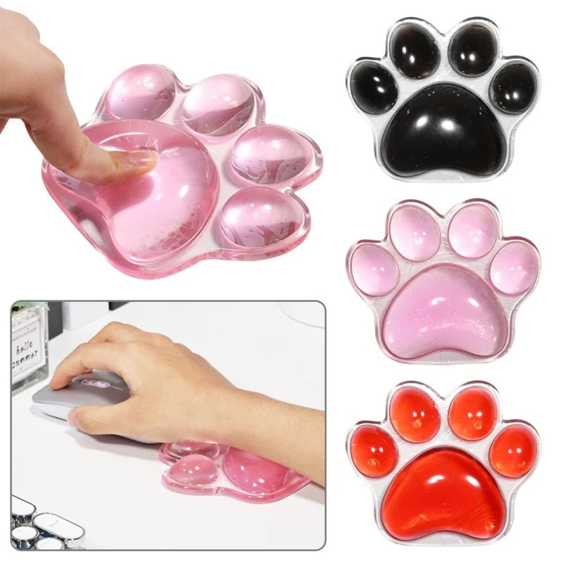 Cute Transparent Cat's Paw Shaped Mouse Pad Comfortable Non-Slip Wrist Rest Pad Mouse Wrist Rest Elbow Rest Mat Wrist Support