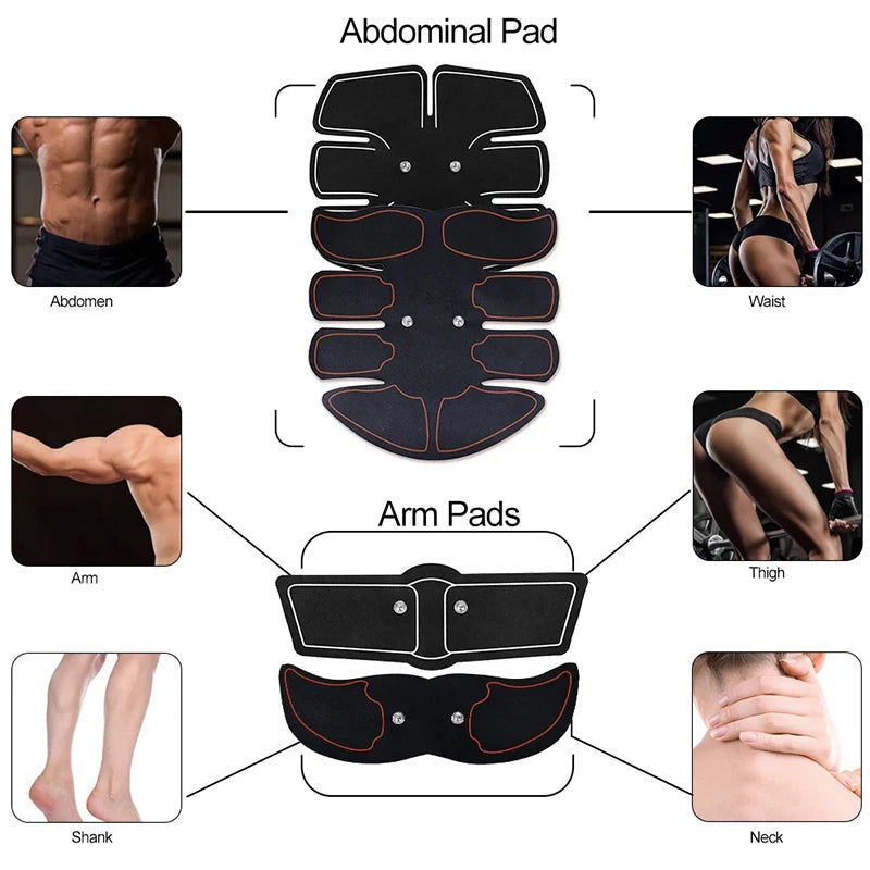 Portable Rechargeable EMS Muscle Stimulator Smart Electric Fitness Abdominal Training Stickers Body Shaping Slimming Massager