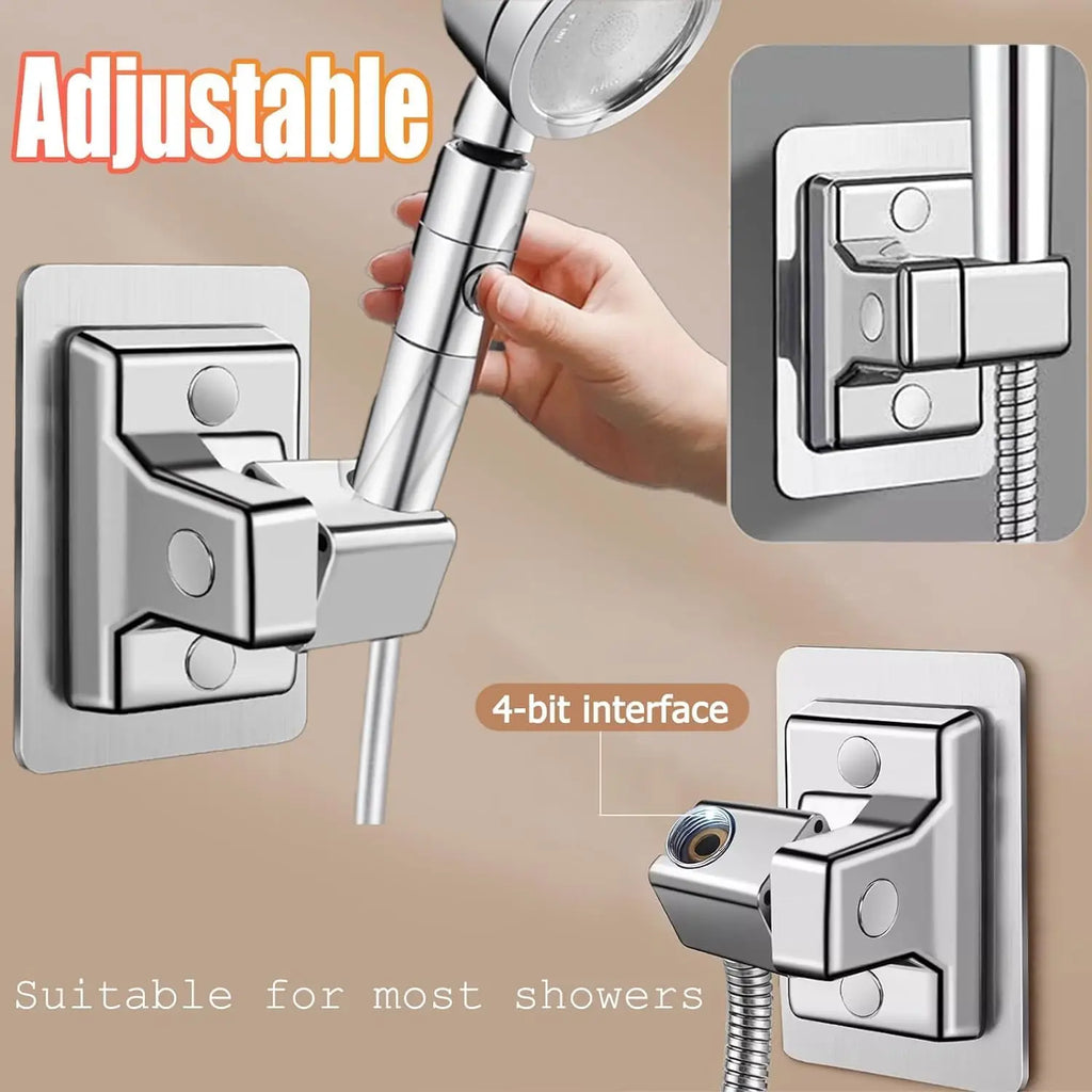 Shower Head Holder 360° Adjustable Wall Mounted Shower Holders Self-Adhesive Shower Head Handheld Bracket Bathroom Accessories