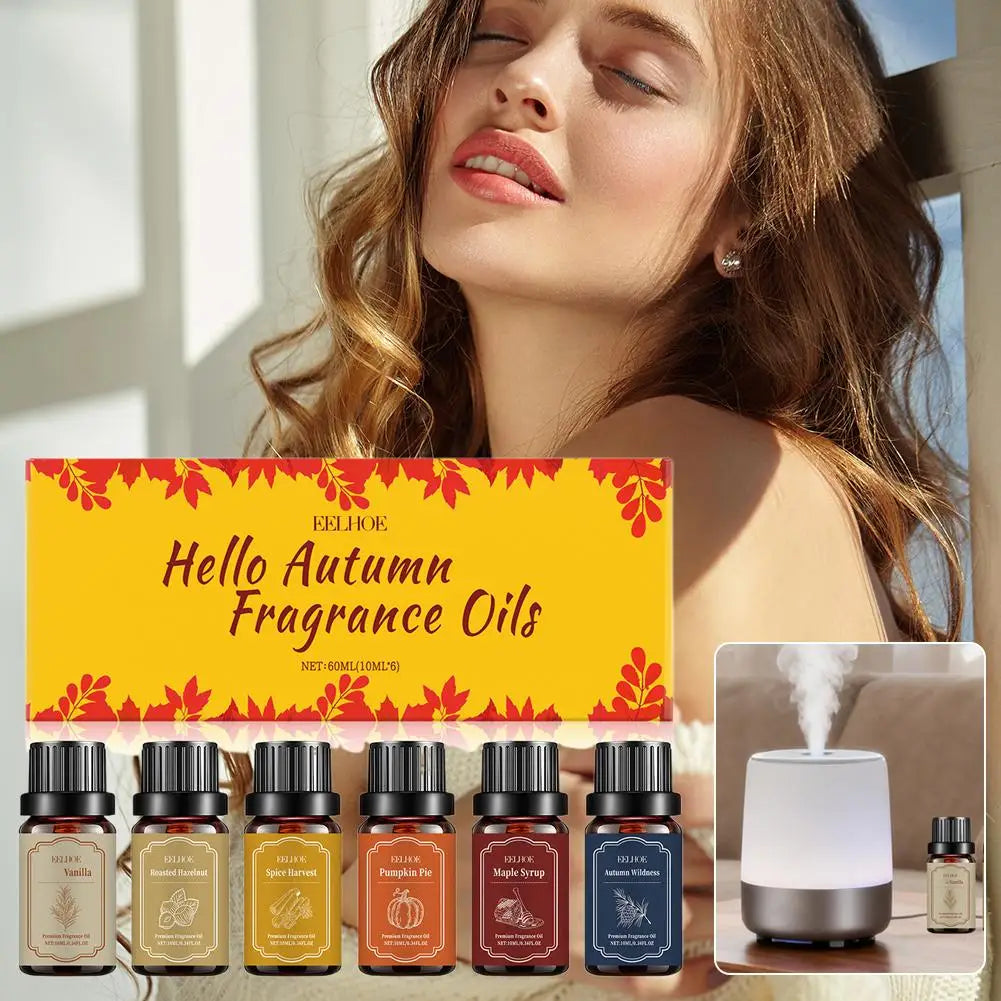 6x10ml Autumn Diffuser Fragrance Oils, Fall Essential Oils For Diffusers For Home,  Candle Soap Making Scents, Coconut Vanilla