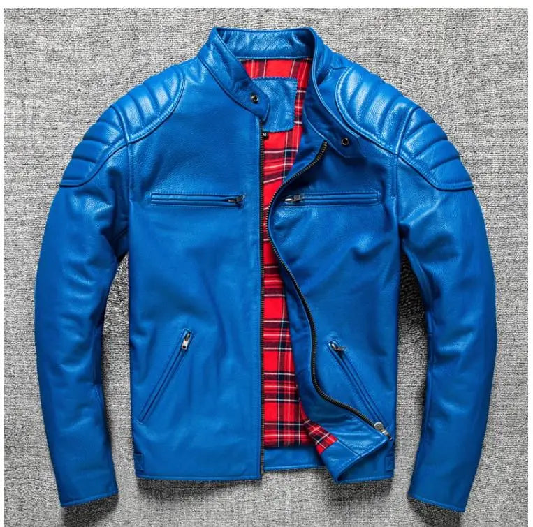YR!Wholesales.Mens Real Natural Cowhide Cloth.100%.Cool Motor Rider Leather Jacket.Plus Size Slim Fit Real Leather Cloth