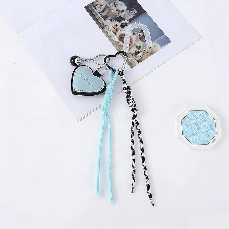 Fashion Creative Lucky Billiard Black No.8 Ball Key Chain Weaving Colorful Rope Bag Hanging Trendy Bag Hanging Jewelry Gift
