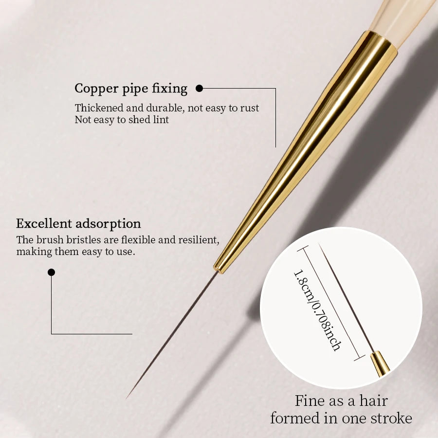 QNL 1/2/3pcs 18mm Nail Art Liner Brush Ultra Thin Long Line Drawing Pen With Cap For UV Gel Polish Painting Manicure Tool
