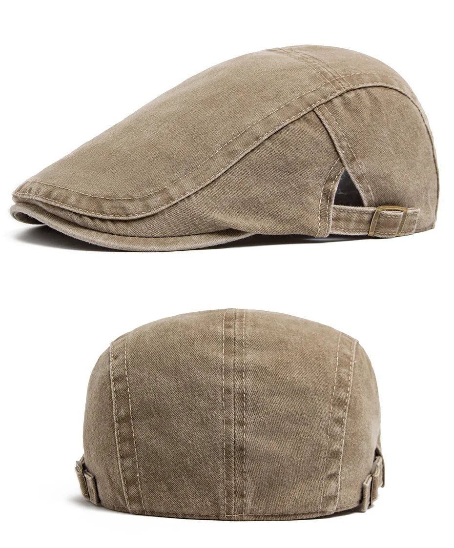 Spring Summer Watered Denim American Casual Retro Beret  Washed Old Street Forward Hat British Painter Newsboy Cap Visor