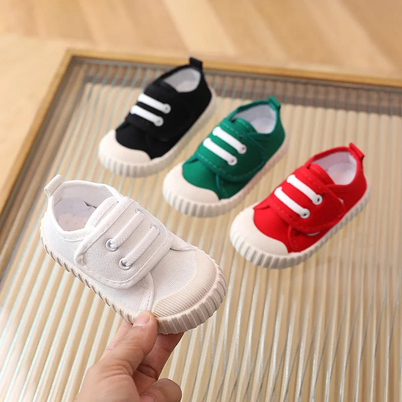 Children's Casual Shoes, Canvas Soft Sole Shoes Spring and Autumn Boys and Girls' Low Top Single Shoes Non-slip Prewalker Kids