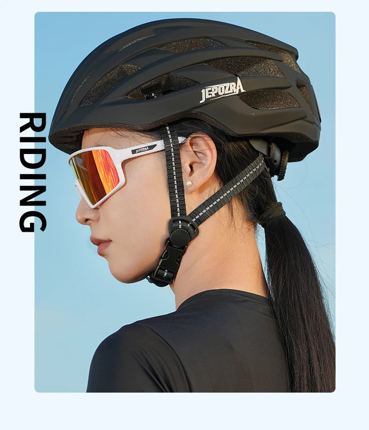 JEPOZRA Cycling Helmet Man Women LED Light Helmet Road Mountain Bike Helmet Bicycle Helmet Rechargeable Brim Design Helmet