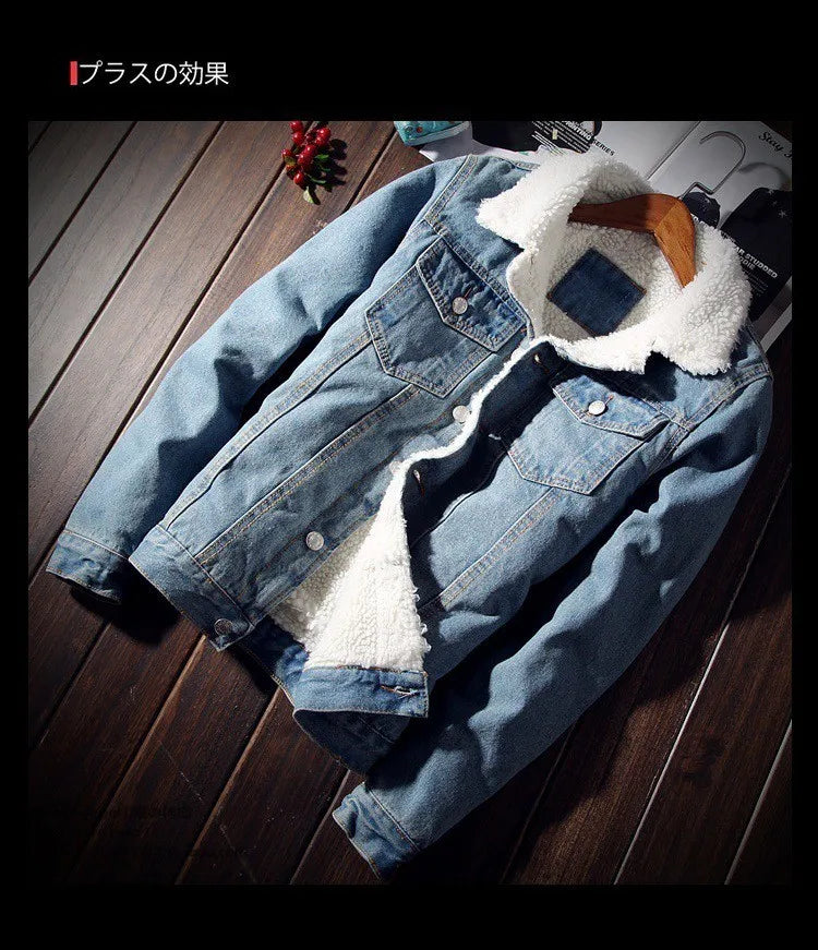 Winter Men Denim Jacket Trendy Warm Wool Liner Coat Men Thicker Outwear Jean Jackets Men Cowboy Casual Outfits Plus Size 5XL 6XL