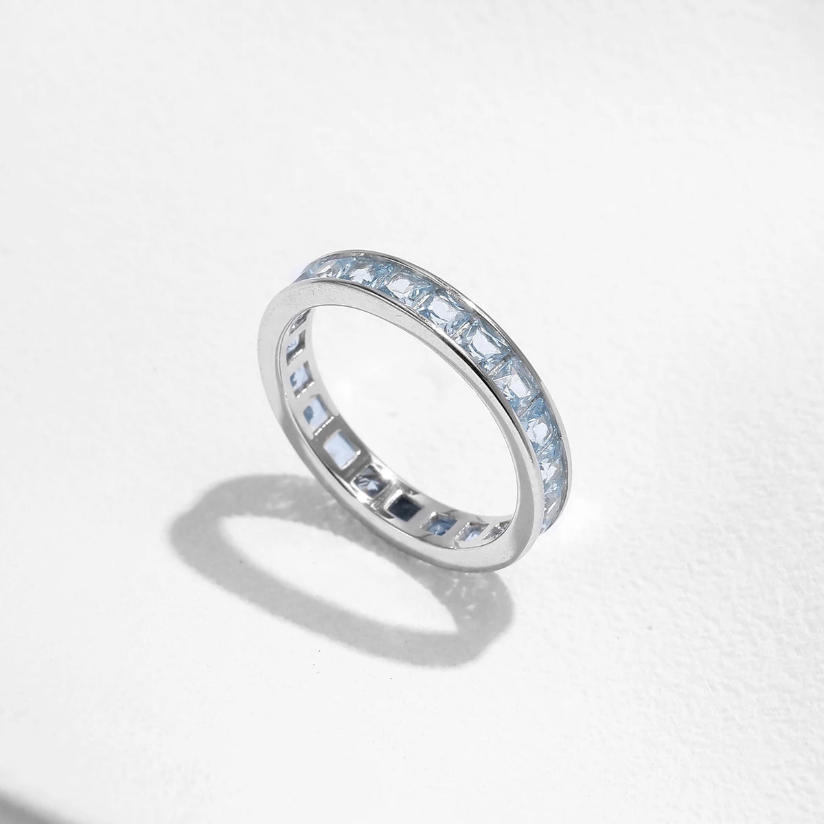 MODIAN 925 Sterling Silver Luxury Square Zirconia Finger Ring Fashion Stackable Eternity Band Rings For Women Fine Jewelry