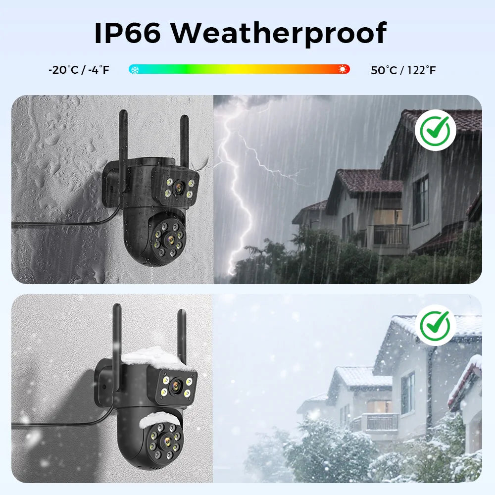 Dual Screen WiFi Security Camera 4K 8MP Dual Lens Surveillance Camera Human Detection Night Vision 5X Zoom Home Outdoor Security